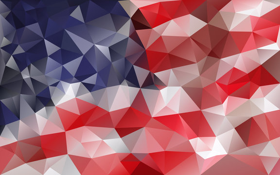 Cool American abstract background - retro style mosaic polygonal 