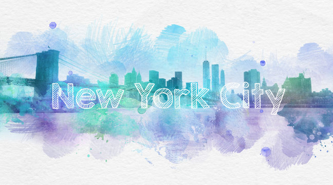 New York City watercolor postcard