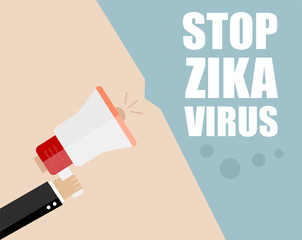 Hand holding megaphone - Attention ZIKA virus, vector illustration