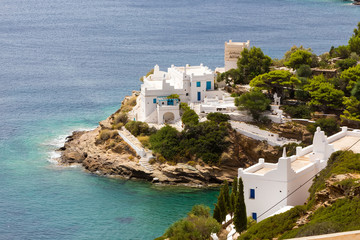 Wonderful view of City buildings in Ios Island, Greece