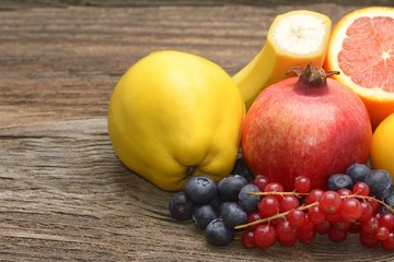fruits on wooden background