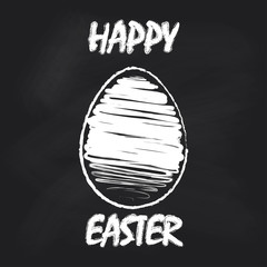 Chalkboard with lettering "Happy Easter"