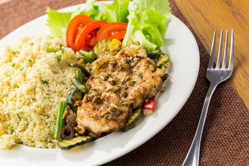 Chicken steak with couscous