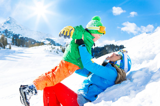Winter fun family