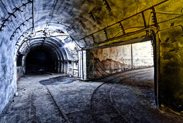 Interior of tunnel in abandoned coal mine