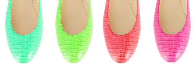 Colourful woman shoes isolated on white
