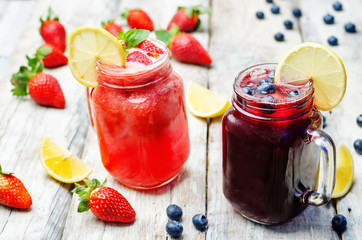 blueberry and strawberry lemonades