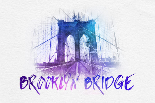 Brooklyn Bridge postcard graphic