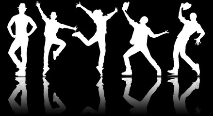 Silhouettes of dancers in dancing concept
