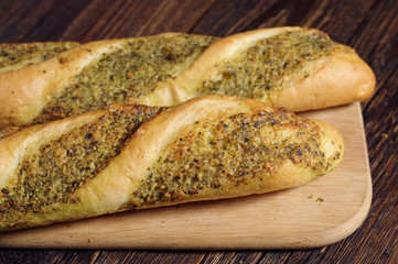 Two fresh baguettes