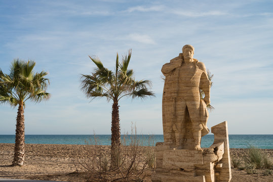 Monument to the fisherman in calafell Tarrona Spain
