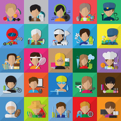Flat People - Different Occupation Set. Collection Of Colorful Icons. For Web, Websites, Print, Presentation Templates, Mobile Applications And Promotional Materials - Vector Illustration,Flat Concept