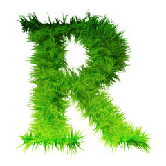 Conceptual green grass 3D font isoalted