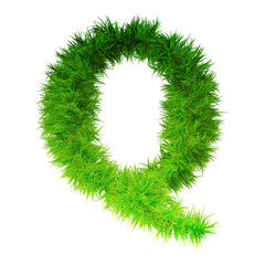 Conceptual green grass 3D font isoalted