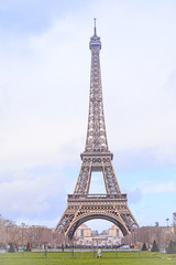 Fototapeta na wymiar Paris, France, February 8, 2016: Eiffel tower, Paris, France - one of the simbols of this city