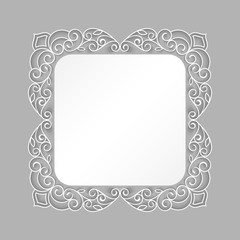 Simple vintage white square frame vector template