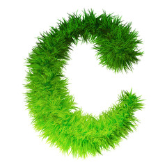 Conceptual green grass 3D font isoalted