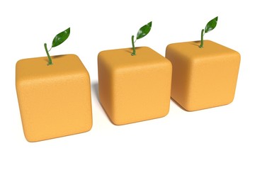 Healthy: orange cubes on a white background