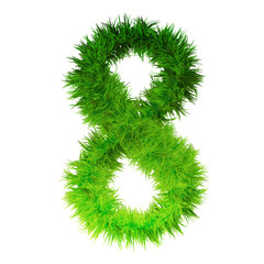 Conceptual green grass 3D font isoalted