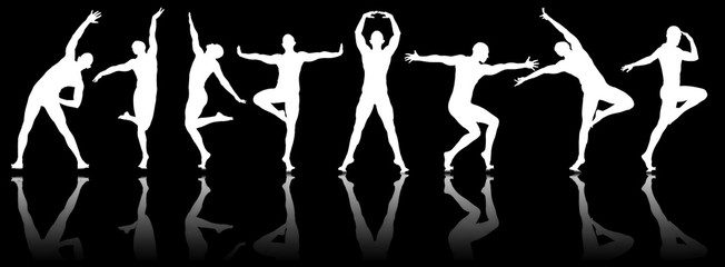 Silhouettes of dancers in dancing concept