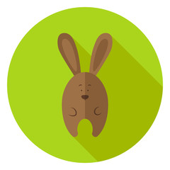Easter Bunny Circle Icon with long Shadow