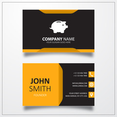 Piggy bank icon. Business card template