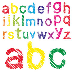 Conceptual sketch colorful child font collection