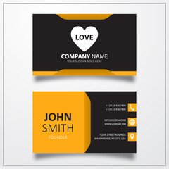 Love heart icon. Business card template