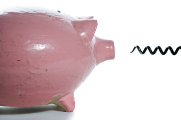 PIggy bank and corkscrew