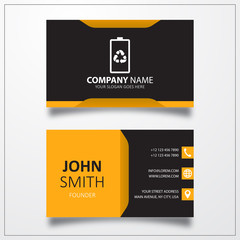 Eco battery icon. Business card template