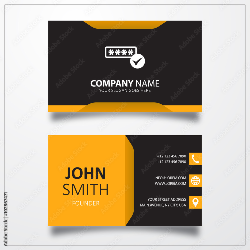 Poster password verification icon. business card template