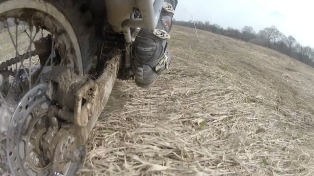 Riding motorcycle on the offroad