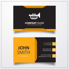 Trumpet icon. Business card template