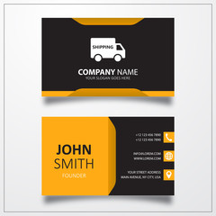 Shipping truck icon. Business card template