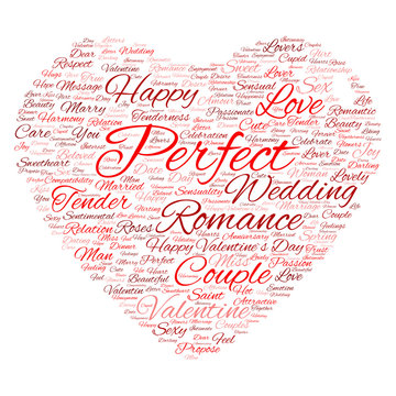 Conceptual Valentine heart word cloud