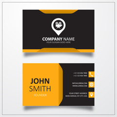 Movie camera with pin icon. Business card template