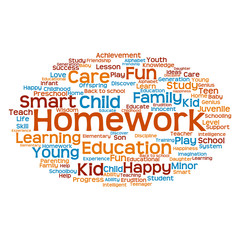 Concept or conceptual child education or family abstract word cloud isolated on white background
