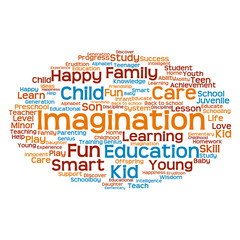 Concept or conceptual child education or family abstract word cloud isolated on white background