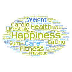 Fototapeta premium Concept or conceptual abstract health diet or sport word cloud or wordcloud isolated on white background
