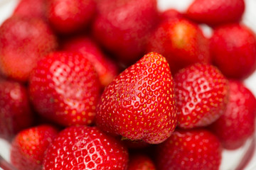 Strawberries arranged on the display