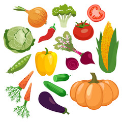 Vegetables icons set  isolated on white background