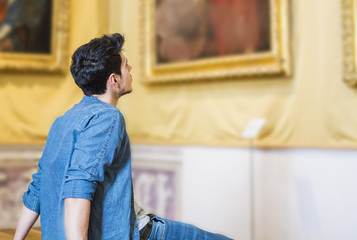 Handsome Young Man Inside a Museum