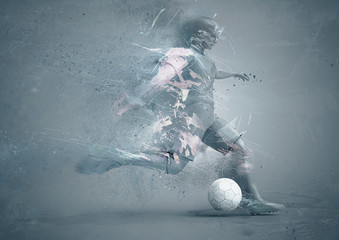 abstrct soccer player delivering a power kick © adimas