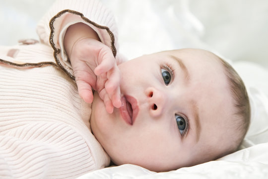 closeup portrait of  baby girl