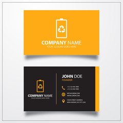 Eco battery icon. Business card template