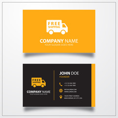 Free shipping truck icon. Business card template