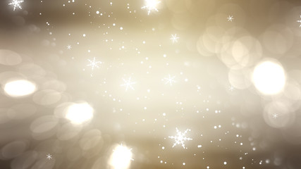 Christmas gold background. The winter background, falling snowfl