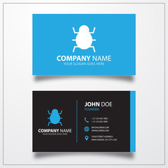 Virus bug icon. Business card template