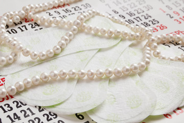 Woman critical days, menstrual period, pad, napkin, cotton tampons, sanitary pads, critical days, menstrual cycle, Menstruation calendar, flower.