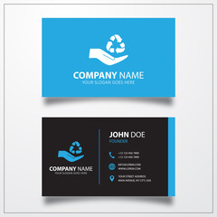 Recycle with hand icon. Business card template